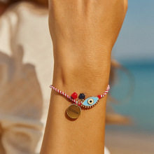 跨境卡装情侣手饰红绳编织滴油眼睛手链朋友闺蜜本命年好运手串