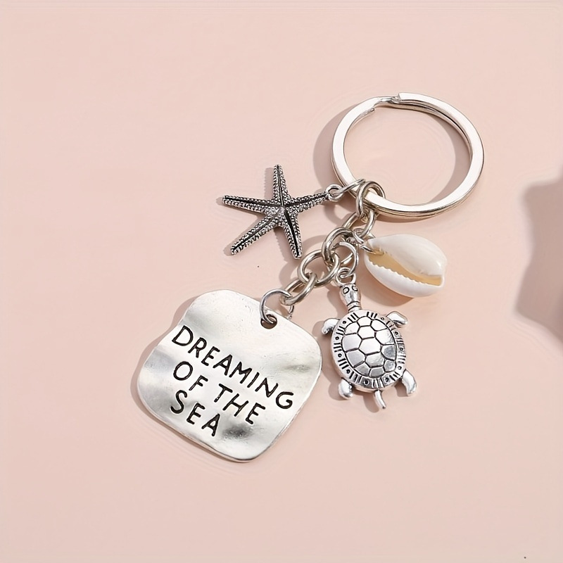 European and American Export Jewelry Backpack Pendant Beach Starfish Turtle Turtle Ocean Style Shell Keychain