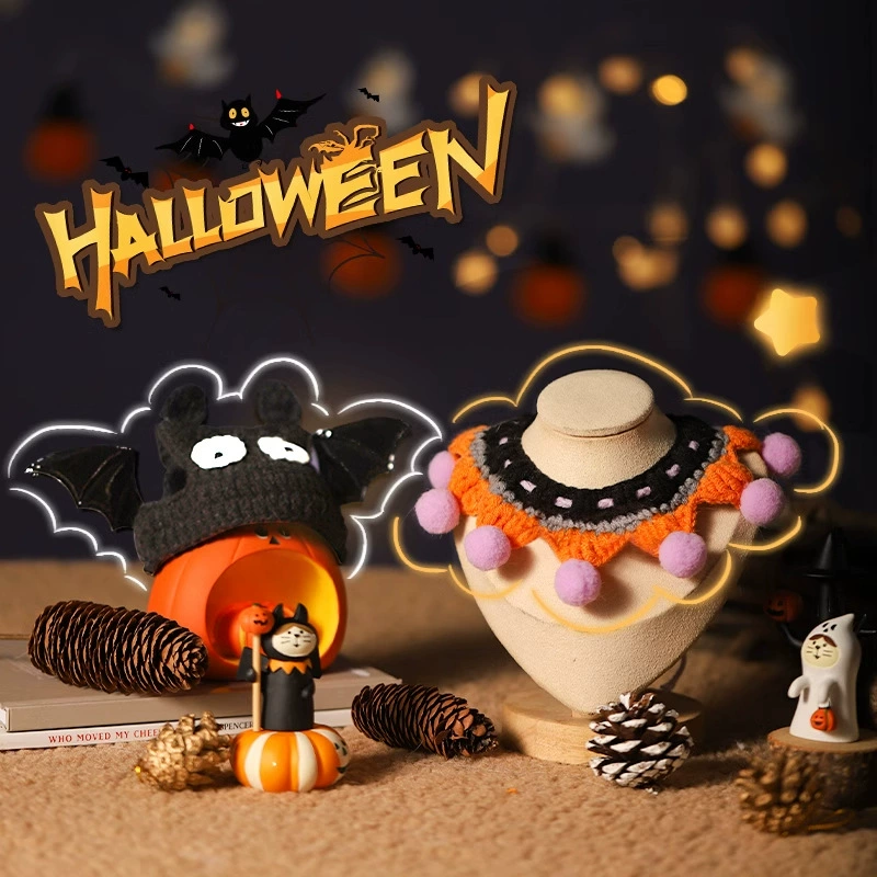 Одежда для кошек, нагрудник на Хэллоуин, забавные аксессуары для домашних животных, шляпа для кошек, нагрудник для собак, милый воротник