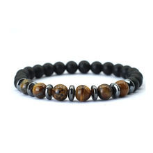 Fábrica directa de piedra natural ojo de tigre pulsera de cuentas pulsera de piedra de biliar negra productos acabados joyería pulsera multicolor al por mayor