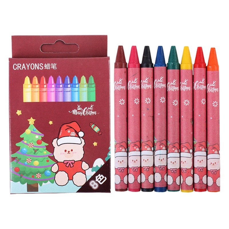 Navidad 8 colores crayones traje para colorear graffiti arte cepillo Escuela Primaria kindergarten Navidad regalo premio
