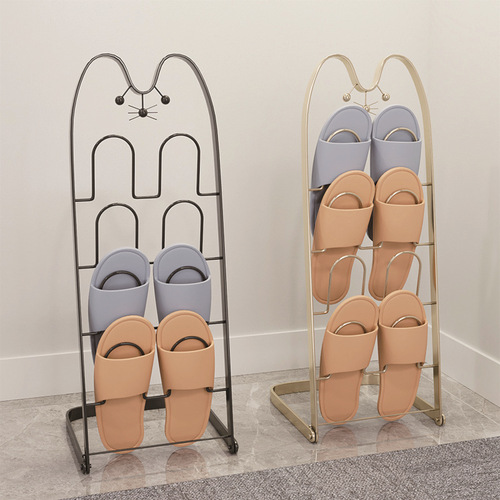 Minimalist Slippers Rack for Living Room, Indoor Use, Dormitory, Bathroom—Iron Art, Powder-Coated, Drying & Draining Small Shoe Rack Behind Door in Bathroom