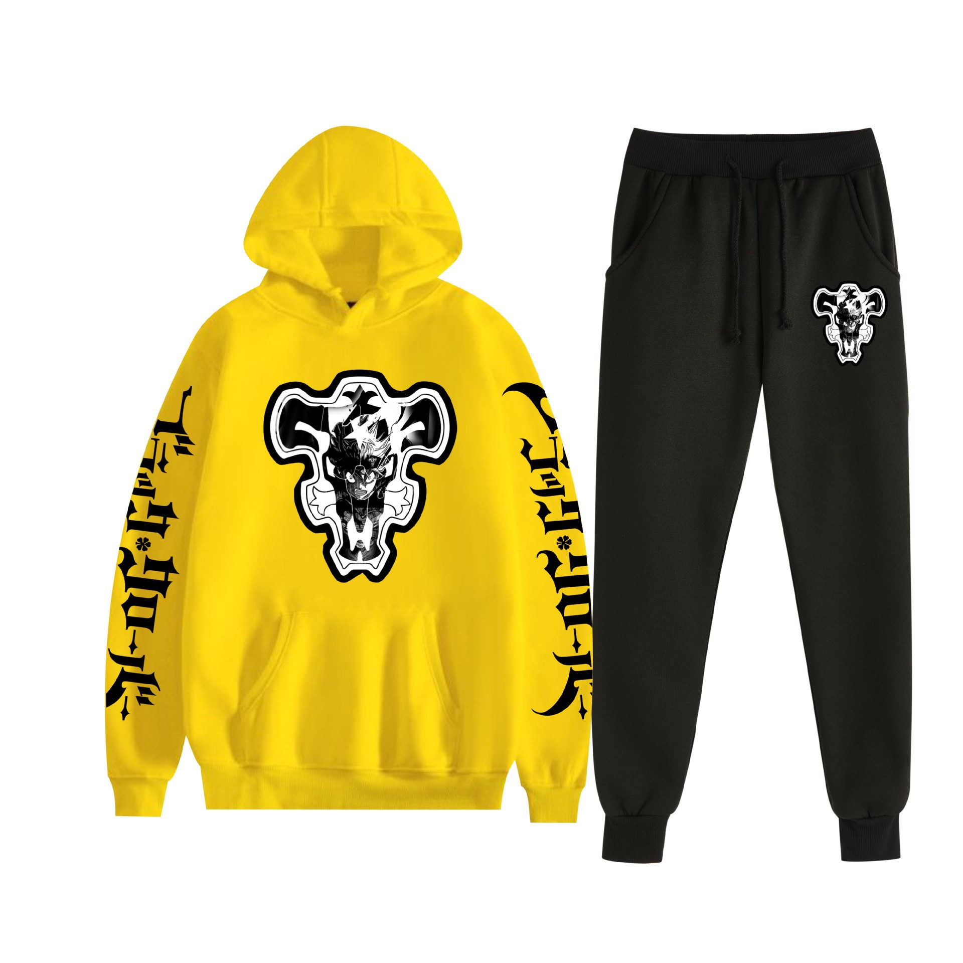 Comercio exterior nuevo estilo riman black trébol de cuatro hojas-Black Clover suéter con capucha corsés traje de dos piezas