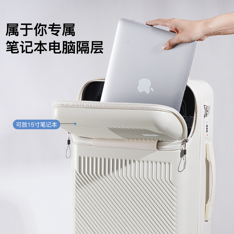 Importado multi-funcional equipaje nueva apertura frontal trolley caso trasero portavasos maleta negocio embarque caso hombres y mujeres