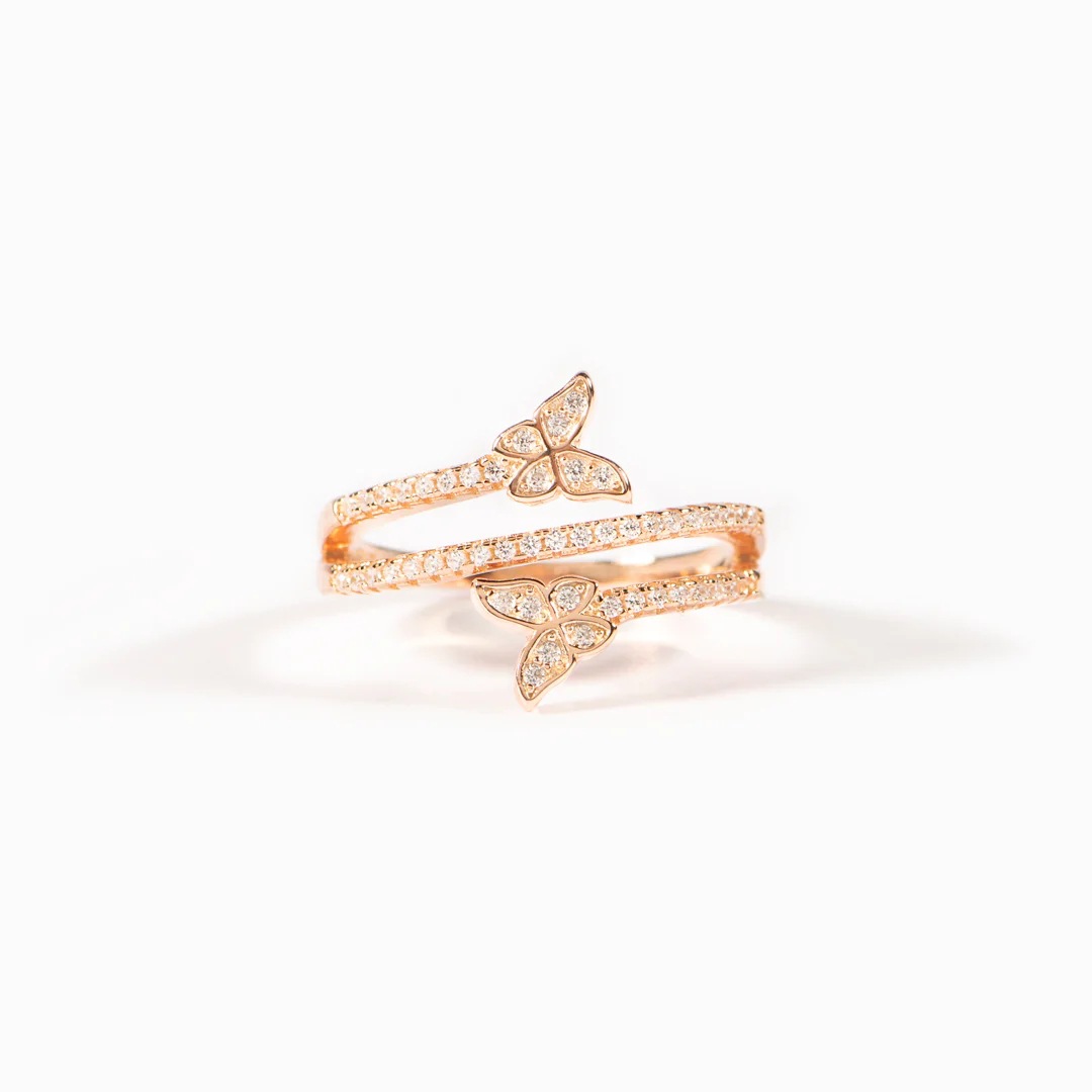 Sterling Silver Simple Style Butterfly Plating Inlay Zircon Rings display picture 1