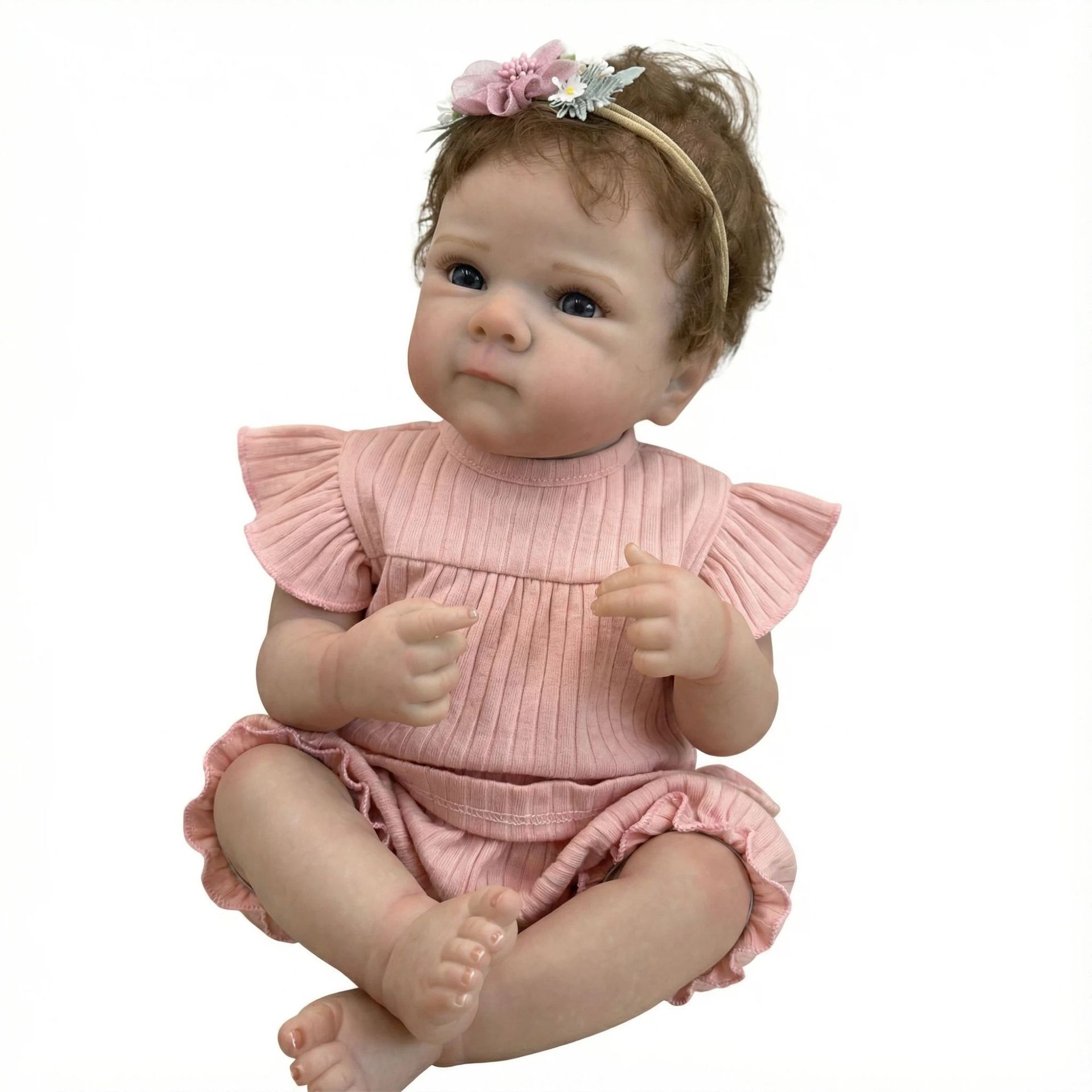 18 pulgadas de implante de polvo de cabello de raíz de cabello Flying Sleeve Bettie simulación muñeca renacimiento regalo de cumpleaños para niños Navidad