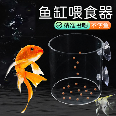 鱼缸喂食器吸盘喂食圈亚克力高透喂食圈固定喂鱼器投食全平台代发