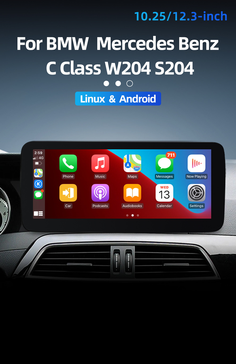 Original Car Style Android Central Control Large Screen Suitable for Mercedes-Benz C-Class W204 S204 2011-2015 Car Navigation Touch Screen