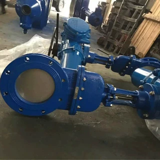 气动暗板圆形法兰刀闸阀  电动不锈钢刀四氟软密封插板阀螺杆