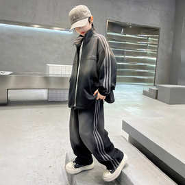 男童加绒套装2025新款中大童秋冬款两件套帅气冬装儿童冬季加厚潮