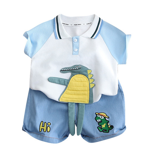 Boys Summer Suit  New Children's Summer Thin POLO Shirt Short-Sleeved Handsome Clothes Little Boy Hot Street Trend