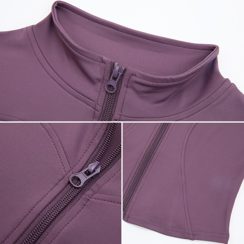 Autumn and winter cross-border European and American nude yoga wear long-sleeved women's zipper sports slim yoga jacket fitness wear top