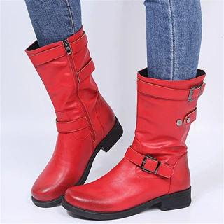 现货2021秋冬外贸大码骑士靴Knight boots欧美平底中筒女式皮靴
