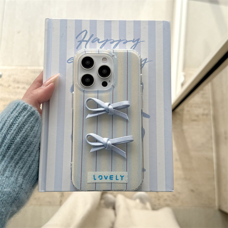 Fresh Art ins pajarita de tela en polvo brillante se adapta a iphone15/16ProMax funda para teléfono móvil Apple 14 mujer