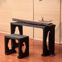网红烧桐木古琴桌凳燕尾榫卯实木整板厚度4CM 共鸣实木茶桌书法桌