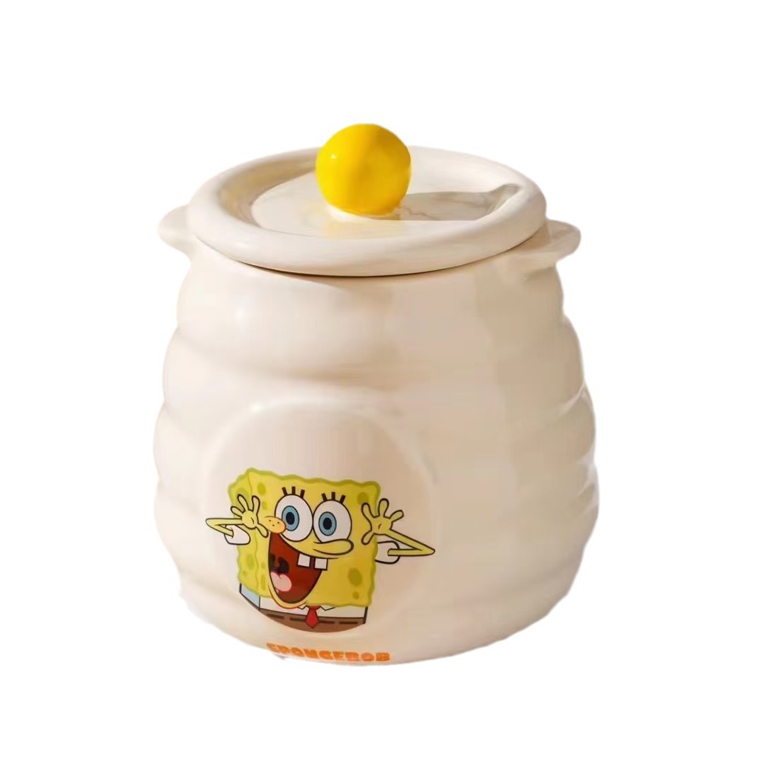 Auténtico autorizado SpongeBob cocina almacenamiento tarjeta de dibujos animados botella de sello de sal de sabor de cerdo tarjeta de condimento de cerámica