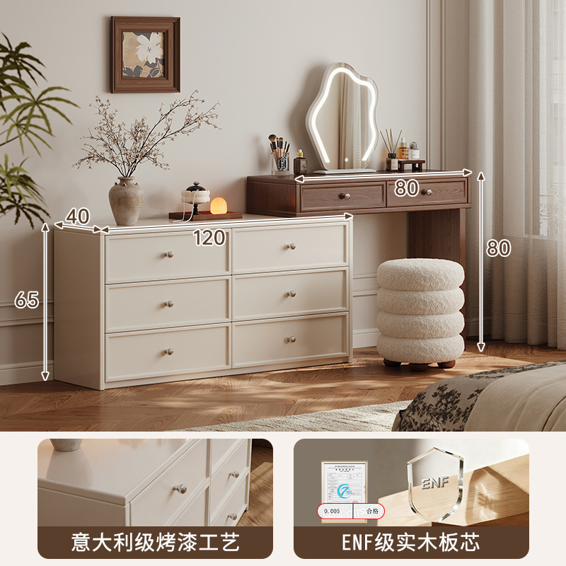 Akino estilo antiguo armario de tocador en 2025 nuevo dormitorio esquina de madera maciza dormitorio principal pintado espejo de mesa de maquillaje