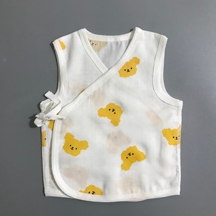 Newborn baby Summer vest two-layer gauze thin inner wear external cotton thin cool diagonal strap