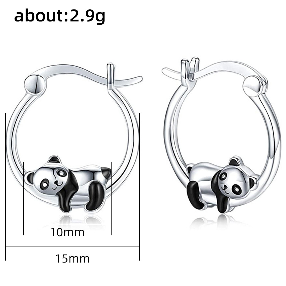 Cute Panda Copper Epoxy Earrings 1 Pair display picture 1