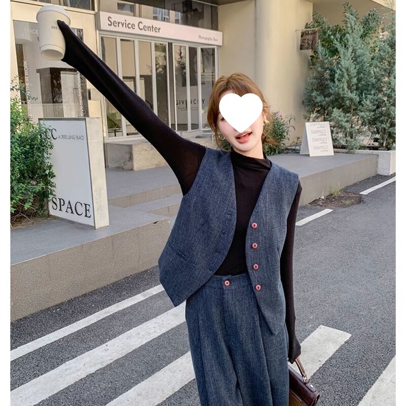 穿搭新款感一整套2025马甲温柔风女两件套阔腿裤时尚套装秋季|undefined