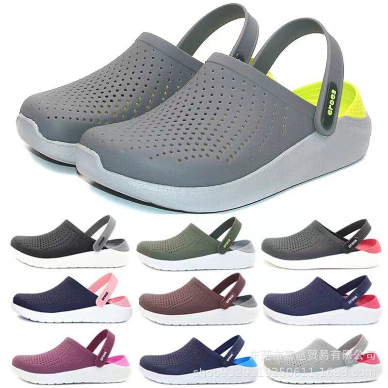 Summer Literide Crocs Couple Sandals Breathable Non-Slip Plaid Beach Hole Sandals