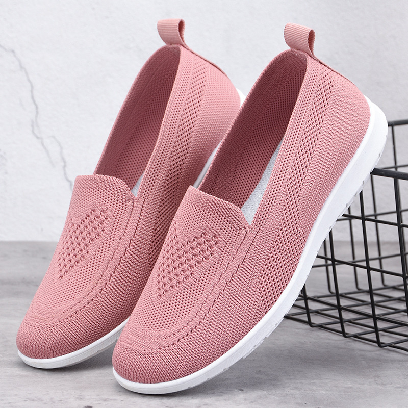 Zapatos de verano para mujer, zapatos de tela de Pekín, zapatos planos suaves y transpirables informales, zapatos bajos de una sola pieza, zapatos de suela blanda para mamá, tacón plano.