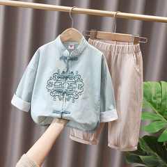 Hanfu boy Spring and Autumn season Chinese style set Baby first birthday party dress Children's Confucianism Tang suit Mid-Autumn performance costume