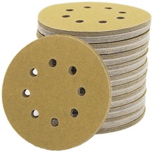 跨境热销125MM黄砂研磨砂纸5英寸8孔背绒砂纸片亚马逊组合套装