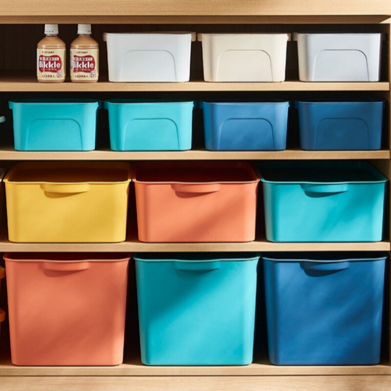 Plastic Storage Bins and Baskets Multiple Colors Containers, Kitchen, Cabinet Boxes, Bathroom Organizer and Bathtub