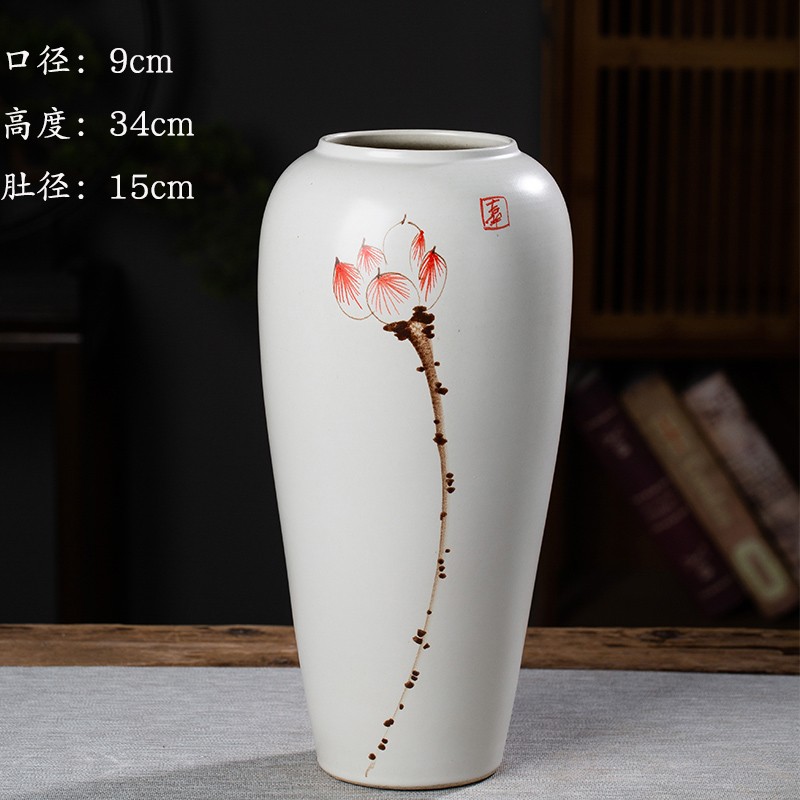Jingdezhen nuevo jarrón de cerámica china planta maceta de flores de cerámica vintage flor seca sala de estar decoración moderna simple estricta