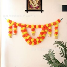 印度婚礼万寿菊拉花装饰花墨西哥亡灵节塑料花串斋戒节花环