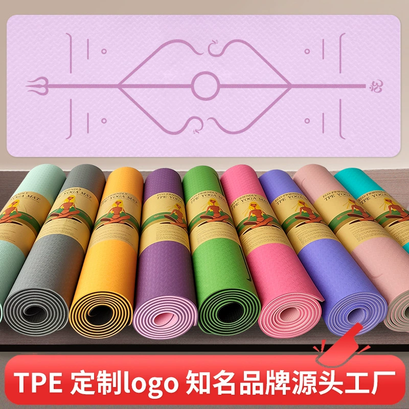 Коврик для йоги из термопластичного эластомера с логотипом линии монохромный двухцветный 6/8 мм веревочный коврик для прыжков утолщенный и расширенный коврик для фитнеса оптовая продажа с фабрики
