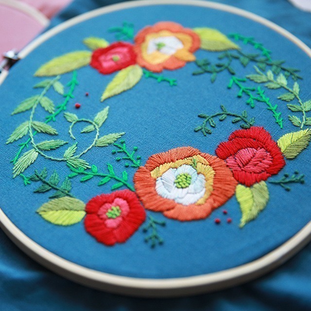 Lu bordado hecho a mano DIY principiante práctica salón pintura decorativa nórdica primaria flores y plantas traje de costura