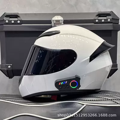 Motosiklet kaskı (dəbilqə) — Riding Safety Helmet - pure-white-black-mirror-new-bluetooth-s-head-circumference-52-53-weight-45kg-or-less