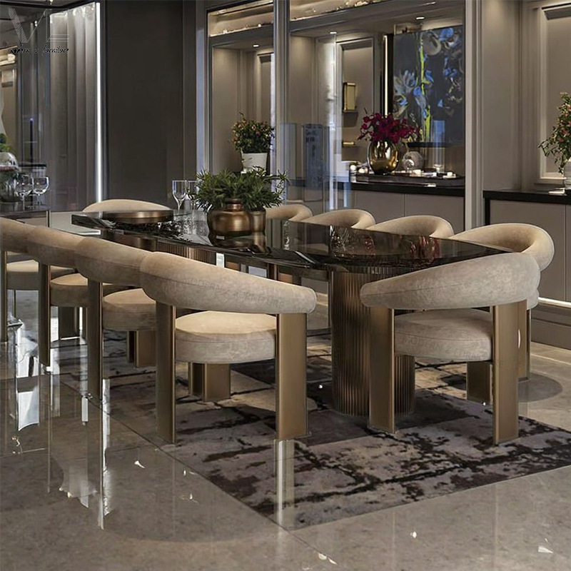Modern Accessible Luxury Dining Chair High-Grade Velvet Luxury Restaurant Furniture Curved Classy Backrest Chair Dining Chair