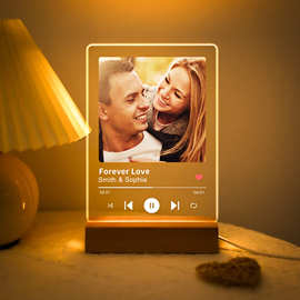 照片音乐Spotify封面夜灯刻名字歌曲相框木制底座亚克力灯礼