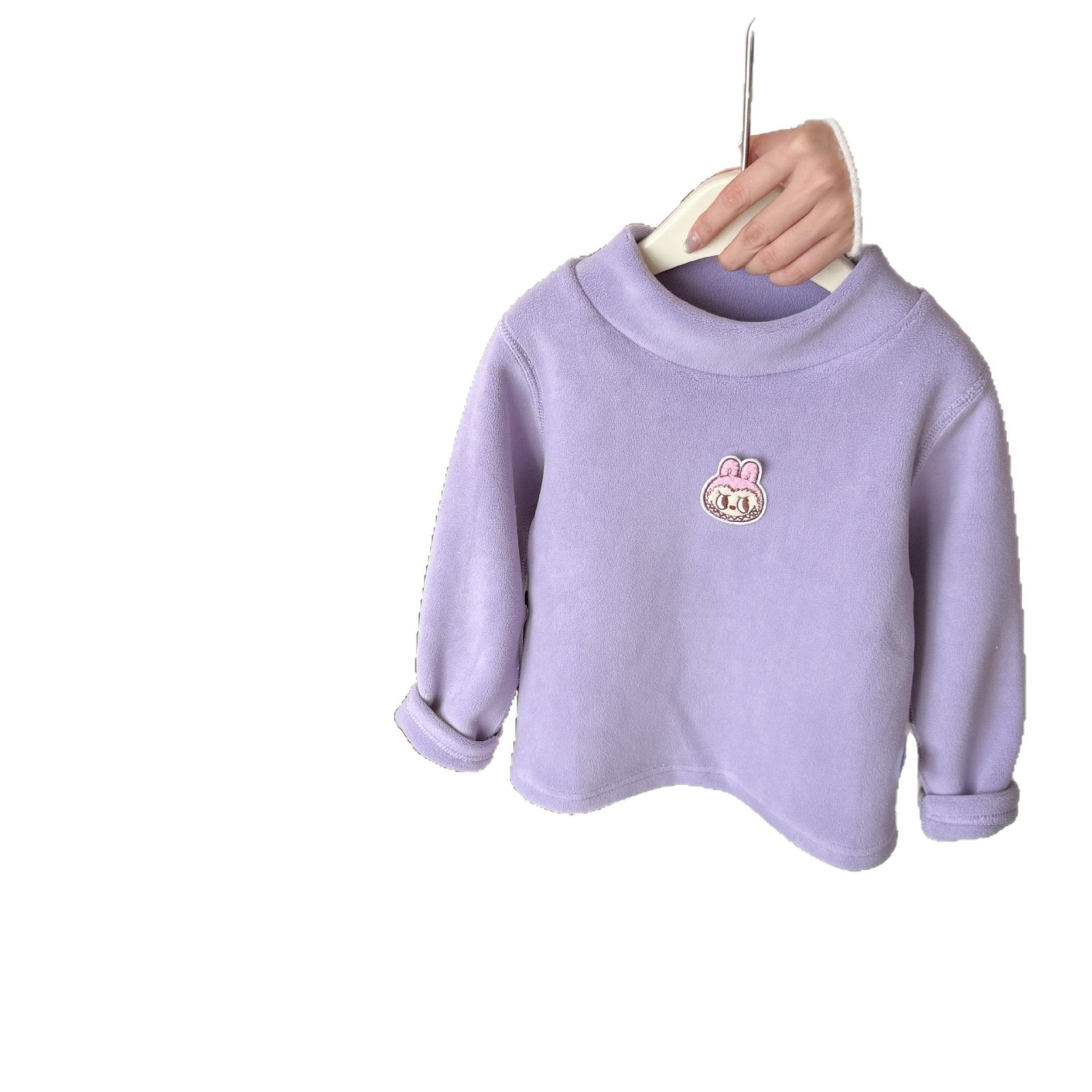 Camisas de base para niños otoño y invierno de vello sin hueso de dibujos animados, camisas para niños y niñas, cuello redondo grueso, ropa infantil de mangas largas