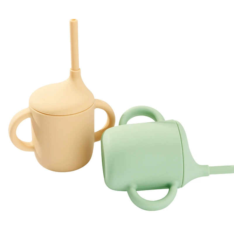 Children's silicone glass, non-slip straw with glass, fall protection