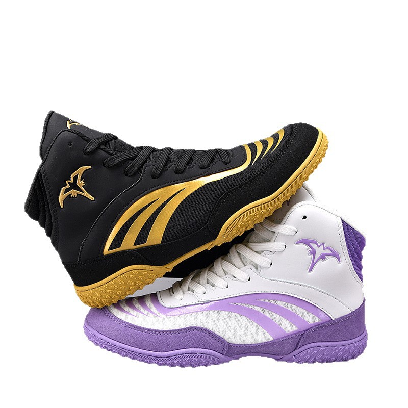 Nuevos zapatos de levantamiento de pesas de dos colores de alto nivel de comercio exterior, zapatos de lucha libre 2025, nuevos zapatos de boxeo de tamaño grande transfronterizo