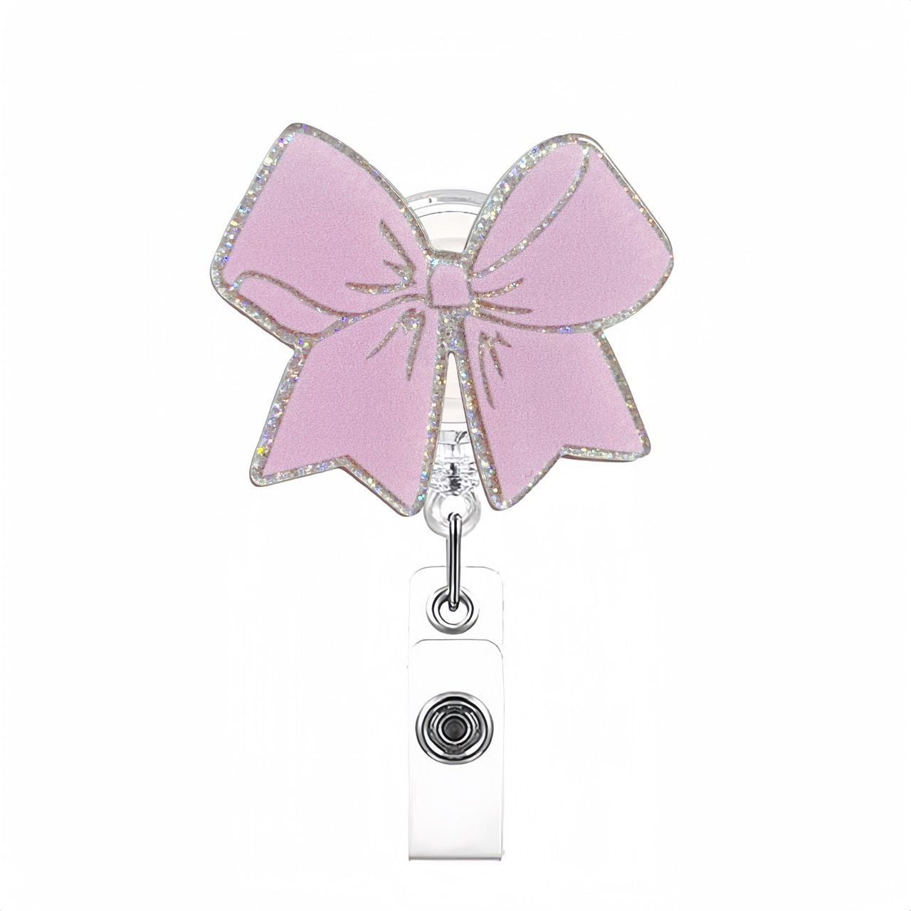 Etiqueta de etiqueta de venta caliente transfronteriza en lugar de acrílico divertido brillo clip de insignia telescópico hebilla de identificación hebilla fácil de tirar