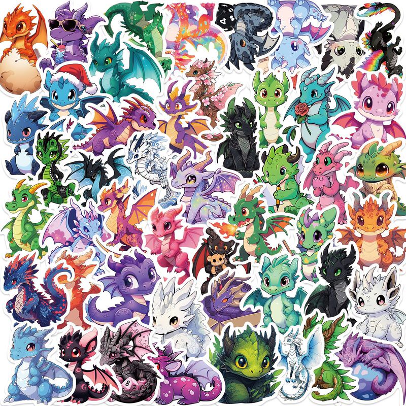 50 Cartoon European Dragon Graffiti Stickers Can Be DIY Decorated with Suitcases, Pens, Guitar Notebooks, and Are Waterproof and Popular
