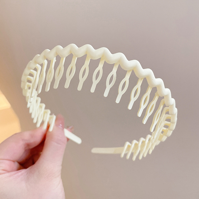 Coreano alto cráneo debe aumentar la altura esponjoso peludo ondulado banda de cabello de doble uso con dientes para mujeres