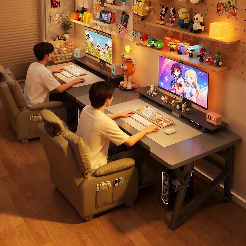 Double E-Sports Table and Chair Desktop Computer Table Simple Office Desk Bedroom Desk Home Two-Person Side-By-Side Game Table