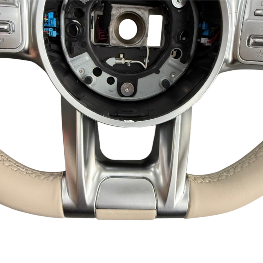Suitable for Mercedes-Benz AMG beige and black left and right steering wheel with buttons, silver paddle shifters, and modified steering wheel base