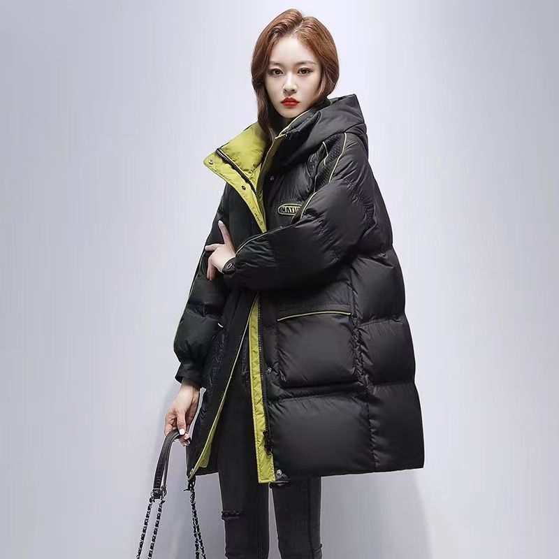 新款羽绒棉衣女中长款2025冬新款洋气韩版宽松加厚连帽面包服外套