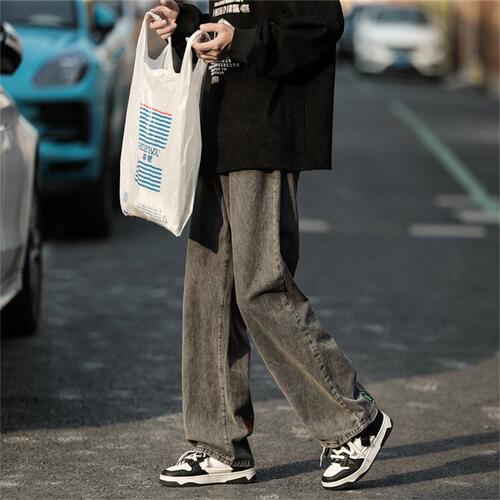 Black jeans for men, national trend embroidery, high street summer youth work pants, thin, nine-inch casual