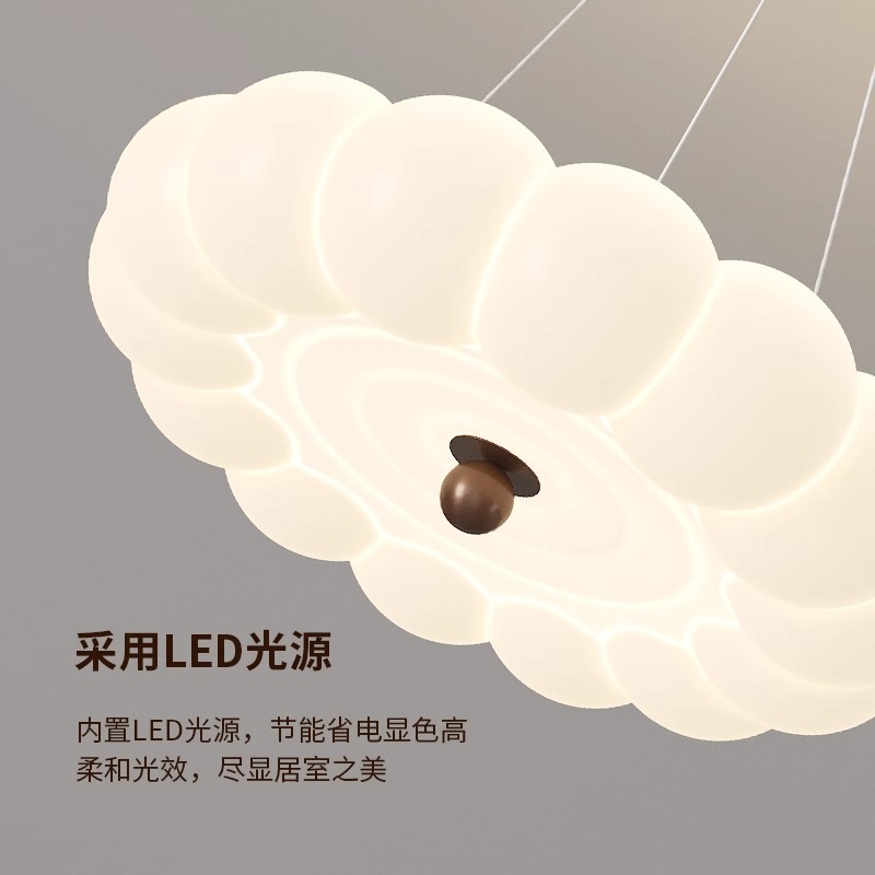 [Estrictamente seleccionado] Nueva lámpara de techo de viento crema, minimalista francés, creativo, protección ocular de burbujas, sala de estar LED, habitación para niños