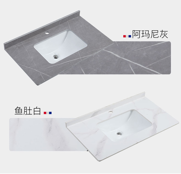 Wholesale granite stone pattern integrated single basin sink countertop bathroom cabinet basin face wash sink basin bathroom seamless basin