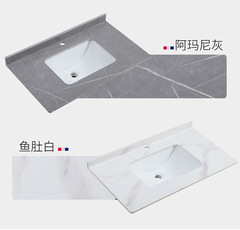 Wholesale granite stone pattern integrated single basin sink countertop bathroom cabinet basin face wash sink basin bathroom seamless basin