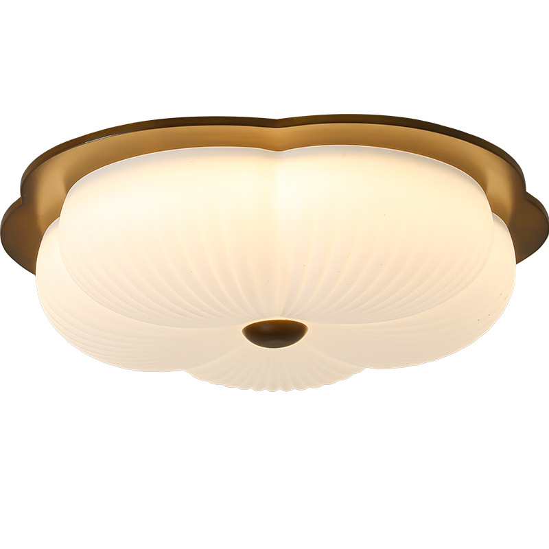 Lámpara de techo para dormitorio estilo retro de mediados de siglo Daguanyuan, iluminación de habitación con forma de flor de espectro completo de madera maciza de estilo francés, protección para los ojos, L335.